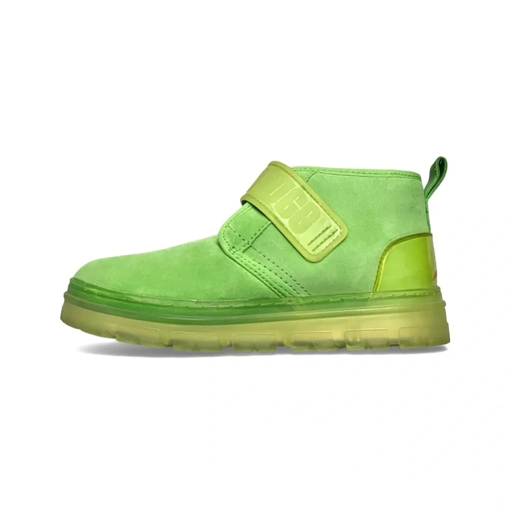 UGG Neumel Women 8 Clear Chukka Suede Wool Boots Lime Green Maximalist Rave Cozy